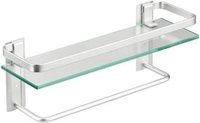 img 4 attached to 🛁 Rustproof Glass Floating Shelf with Towel Bar - VOLPONE Silver Wall Shelving, 15.7in, 1 Pack