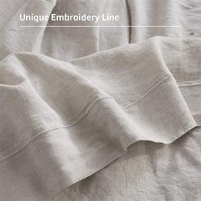 img 2 attached to 🛏️ Pack of 2 King Linens 100% French Linen Pillowcases with Embroidery - Soft Breathable Washed Solid Color Natural Flax - Linen Pillow Covers, 20'' x 30''