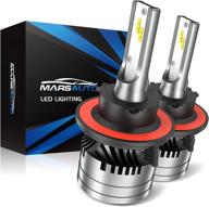marsauto h13/9008 led headlight bulbs, 12000 lumens and 300% brightness, 6000k xenon white, advanced aluminum alloy m2 series light bulb kit with 12000rpm turbo fan logo