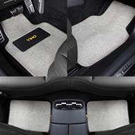 🚗 yiho 4pcs leather embossed crocodile universal fit floor mats - all weather protection for car, truck, suv - front & rear driver/passenger seat floor-liner (gray) logo