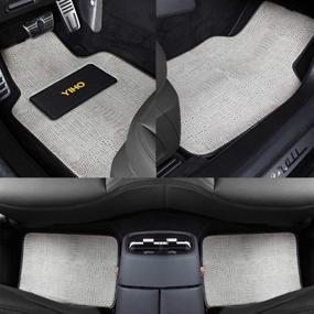 img 4 attached to 🚗 YIHO 4PCS Leather Embossed Crocodile Universal Fit Floor Mats - All Weather Protection for Car, Truck, SUV - Front & Rear Driver/Passenger Seat Floor-Liner (Gray)