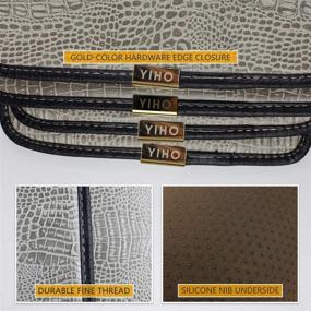 img 1 attached to 🚗 YIHO 4PCS Leather Embossed Crocodile Universal Fit Floor Mats - All Weather Protection for Car, Truck, SUV - Front & Rear Driver/Passenger Seat Floor-Liner (Gray)