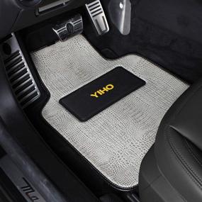 img 3 attached to 🚗 YIHO 4PCS Leather Embossed Crocodile Universal Fit Floor Mats - All Weather Protection for Car, Truck, SUV - Front & Rear Driver/Passenger Seat Floor-Liner (Gray)