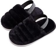 🌈 techcity fluffy slippers - rainbow slides boys' shoes, ideal for comfort logo