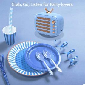 img 2 attached to 🔊 Беспроводной ретро Bluetooth-динамик Dosmix - портативная винтажная звуковая система с микрофоном, 12 часов воспроизведения, слот для TF-карты, Aux - синий, для кухни, спален, вечеринок, путешествий, отдыха на природе - совместим с Android и iOS.