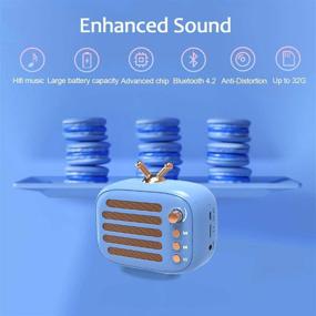 img 3 attached to 🔊 Беспроводной ретро Bluetooth-динамик Dosmix - портативная винтажная звуковая система с микрофоном, 12 часов воспроизведения, слот для TF-карты, Aux - синий, для кухни, спален, вечеринок, путешествий, отдыха на природе - совместим с Android и iOS.