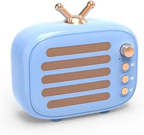 img 4 attached to 🔊 Беспроводной ретро Bluetooth-динамик Dosmix - портативная винтажная звуковая система с микрофоном, 12 часов воспроизведения, слот для TF-карты, Aux - синий, для кухни, спален, вечеринок, путешествий, отдыха на природе - совместим с Android и iOS.