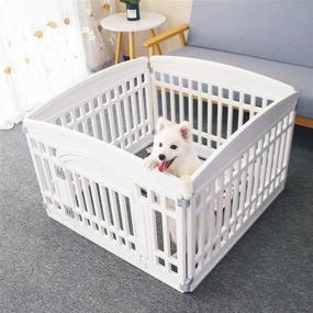 img 4 attached to 🐾 Foldable Pet Playpen Gate: Portable Indoor/Outdoor Fence for Dogs - Medium Size (33.5x33.5 inches)