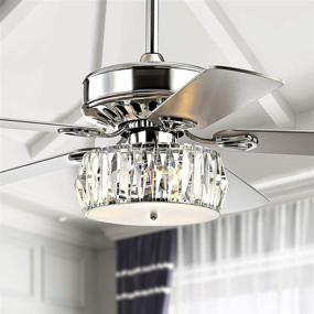 img 2 attached to 🌀 Transitional Mandy 3-Light Fandelier with Remote, Crystal Prism Drum LED Ceiling Fan, 52", Chrome - JONATHAN Y JYL9706A