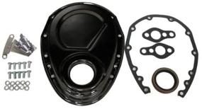 img 2 attached to 🔧 Black Steel Timing Chain Cover Set with Timing Tab - Compatible/Replacement for Chevy Small Block 283-305-327-350-400