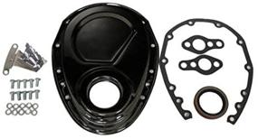 img 4 attached to 🔧 Black Steel Timing Chain Cover Set with Timing Tab - Compatible/Replacement for Chevy Small Block 283-305-327-350-400