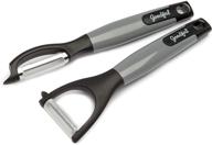 🔪 ultra sharp stainless steel 2-piece peeler set - y/straight peelers for fruits, veggies, potatoes - gray logo