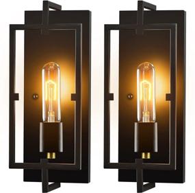 img 4 attached to Rustic Wall Sconces Set of 2, Farmhouse Décor for Bedroom and Living Room - Industrial Lighting Fixtures with Bulbs Included