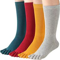 enhance your running experience with women's toe socks: 4-pack of cotton athletic five finger socks logo