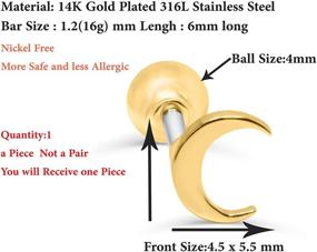 img 3 attached to ONDAISY ONDAISY Sailor Luna Moon Ear Barbell: 14K Gold Plated Crescent Stud Earring for Elegant Piercing