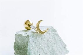 img 1 attached to ONDAISY ONDAISY Sailor Luna Moon Ear Barbell: 14K Gold Plated Crescent Stud Earring for Elegant Piercing