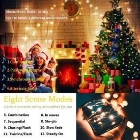 img 2 attached to 🌟 Fairy Lights, 66FT 200 LED String Lights with Remote Control, Music Sync, Timer Twinkle - Waterproof Starry Lights for Christmas Decorations