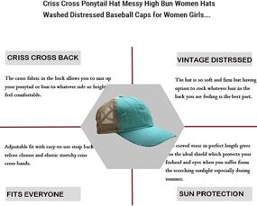 img 2 attached to 🧢 Washed Distressed Mesh Women's Criss Cross Ponytail Hat Baseball Cap – SEO-Optimized Dad Hat