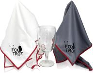 🧼 large foxtrot microfiber polishing cloths (2 pack white/gray) for streak-free, lint-free shine and clarity on wine glasses, stemware, and more логотип