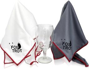 img 4 attached to 🧼 Large Foxtrot Microfiber Polishing Cloths (2 Pack White/Gray) for Streak-Free, Lint-Free Shine and Clarity on Wine Glasses, Stemware, and More