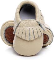 👶 leather baby moccasins with hard sole, tassel accent - perfect for boys and girls' crib shoes logo