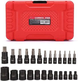 img 4 attached to 🔧 CASOMAN 25-Piece Torx Bit Socket and Female External Socket Set, 13 Star Socket Bits (T8- T60) with 12 Female E-Torx Sockets (E4-E22)