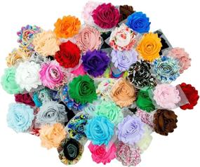 img 4 attached to 🌺 JLIKA Shabby Flowers: 50 Chiffon Fabric Roses – Assorted Color Mix – Solids and Prints – Single Flower Grab Bag
