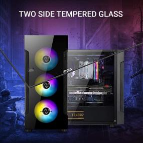 img 3 attached to 💻 ABKONCORE T250X ATX Mid-Tower Gaming PC Case: Tempered Glass, LED Fans, USB 3.0, Water-Cooling Ready
