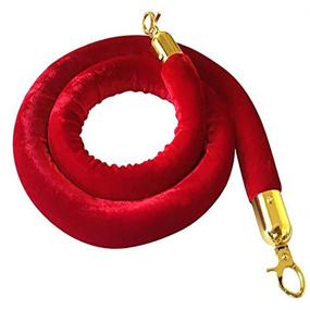 img 1 attached to Red Velvet Stanchion Rope Crowd Control Rope Barrier With Gold Color Plated Hooks