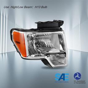 img 3 attached to 🔦 High-Quality Chrome & Amber Headlight Assembly for 2009-2014 Ford F-150 - Passenger & Driver Side Compatibility