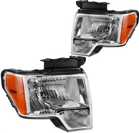 img 4 attached to 🔦 High-Quality Chrome & Amber Headlight Assembly for 2009-2014 Ford F-150 - Passenger & Driver Side Compatibility