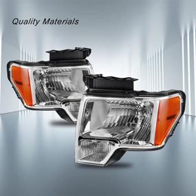 img 1 attached to 🔦 High-Quality Chrome & Amber Headlight Assembly for 2009-2014 Ford F-150 - Passenger & Driver Side Compatibility