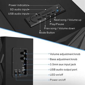 img 2 attached to 🔊 Enhance Your Audio Experience with NJSJ Bluetooth 2.1 Speaker System: Multifunctional Multimedia Wired Computer Speakers with Subwoofer, RGB LED Lights, Stereo Sound, and Heavy Bass - Perfect for Music, Movies, Gaming, Desktop, Laptop, PC, and Cellphone