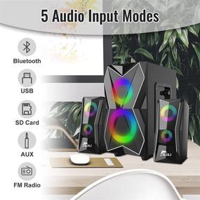 img 1 attached to 🔊 Enhance Your Audio Experience with NJSJ Bluetooth 2.1 Speaker System: Multifunctional Multimedia Wired Computer Speakers with Subwoofer, RGB LED Lights, Stereo Sound, and Heavy Bass - Perfect for Music, Movies, Gaming, Desktop, Laptop, PC, and Cellphone