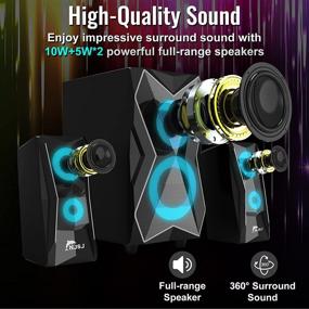 img 3 attached to 🔊 Enhance Your Audio Experience with NJSJ Bluetooth 2.1 Speaker System: Multifunctional Multimedia Wired Computer Speakers with Subwoofer, RGB LED Lights, Stereo Sound, and Heavy Bass - Perfect for Music, Movies, Gaming, Desktop, Laptop, PC, and Cellphone