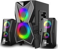 🔊 enhance your audio experience with njsj bluetooth 2.1 speaker system: multifunctional multimedia wired computer speakers with subwoofer, rgb led lights, stereo sound, and heavy bass - perfect for music, movies, gaming, desktop, laptop, pc, and cellphone logo