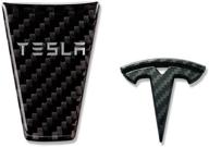 enhance your tesla model x & model s with carbon fiber steering wheel down black sticker and t emblem logo modified decoration - black logo