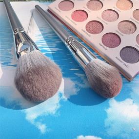 img 2 attached to 💄 NEVSETPO Professional Makeup Brush Set: Foundation Blending, Blush, Concealer, Eye Shadow, Lips - Superior Bionic Plant Fiber - Loved by Makeup Artists (14 Count, Silver)