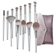 💄 nevsetpo professional makeup brush set: foundation blending, blush, concealer, eye shadow, lips - superior bionic plant fiber - loved by makeup artists (14 count, silver) logo