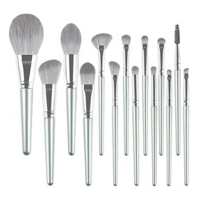 img 3 attached to 💄 NEVSETPO Professional Makeup Brush Set: Foundation Blending, Blush, Concealer, Eye Shadow, Lips - Superior Bionic Plant Fiber - Loved by Makeup Artists (14 Count, Silver)