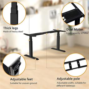 img 1 attached to 🖥️ HAIAOJIA Electric Stand up Desk Frame Workstation with Dual Motors, Ergonomic Height Adjustable Base - Memory Controller Included (Frame Only)