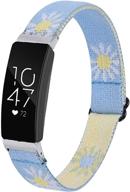 miimall совместимый браслет fitbit inspire/inspire 2/inspire hr из мягкой регулируемой ткани нейлоновый эластичный заменяемый ремешок заменяющий fitbit inspire/inspire 2/inspire hr (синий маргаритка) логотип