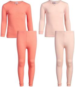 img 4 attached to 🌡️ Girls' Thermal Underwear Set – Sweet & Sassy 2 Piece Waffle Knit Top and Long Johns (2T-16)