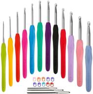 🧶 high-quality set of 12 crochet hooks - longer & smooth needles - soft rubber handle grip - usa sizes 2.25mm(b) to 8.0mm(l) logo