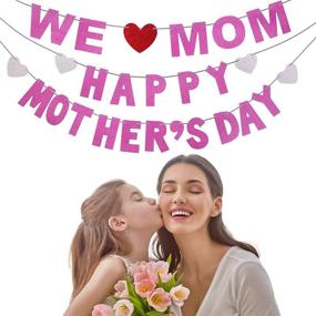 img 4 attached to 🎉 Blulu Happy Mother's Day Banner and We Love Mom Garland: Perfect Mother's Day Decorations Photo Prop and Booth Backdrop (Style A)