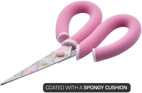 img 2 attached to 🌸 It's Academic Pillow Grips 8-Inch Scissors: Floral Blade, Pink - Comfort Handles for Effortless Cutting