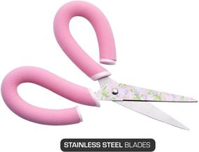 img 3 attached to 🌸 It's Academic Pillow Grips 8-Inch Scissors: Floral Blade, Pink - Comfort Handles for Effortless Cutting