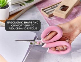 img 1 attached to 🌸 It's Academic Pillow Grips 8-Inch Scissors: Floral Blade, Pink - Comfort Handles for Effortless Cutting