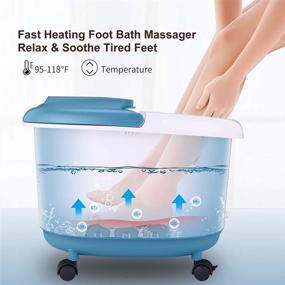 img 1 attached to 🔵 Массажер для ног Blue Foot Spa с подогревом, 6 моторизованными массажными роликами, пузырьками, вибрацией, красным светом, цифровым контролем температуры, таймером, педикюрным камнем - расслабьте и оживите уставшие ноги дома или в офисе