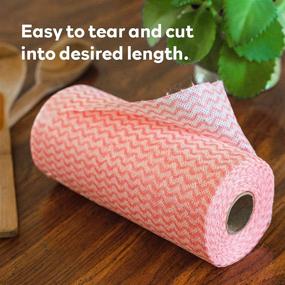 img 1 attached to 🧺 XFasten Washable and Reusable Cleaning Cloths, 11.8" x 7.87", Pink (60 Sheets) Lint and Streak Free Disposable Kitchen Towels, Eco-Friendly Reusable Paper Towels